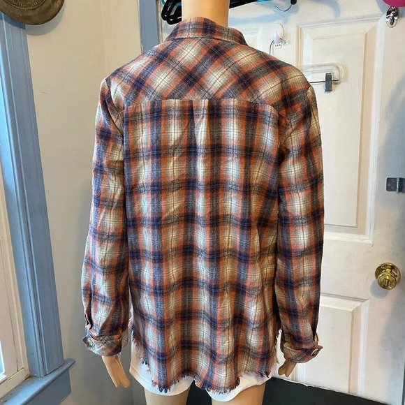 Democracy Plaid Button Up Casual Shirt Shacket Women Size S-L Pockets - Picture 5 of 8